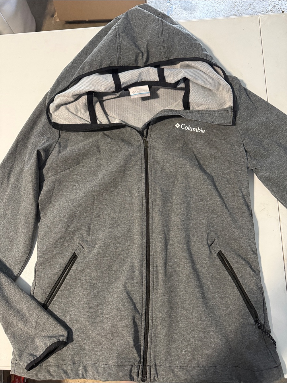 Columbia Grey Hooded Full-Zip Windbreaker Jacket